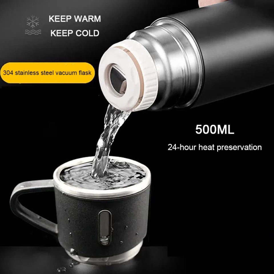 Premium Quality Stainless Steel Vacuum Flask Hot & Cold Thermos Bottle With 3 Cups