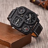 Oulm Dual-Movement Military Compass Canvas Watch