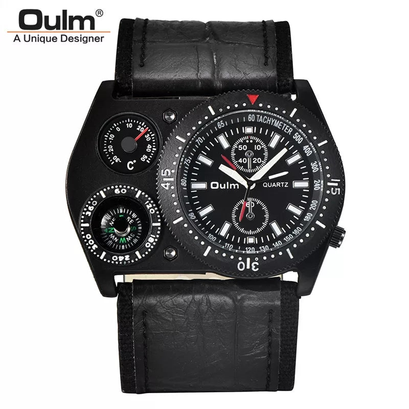 Oulm Luxury Brand Unique Design Leather Strap Watch