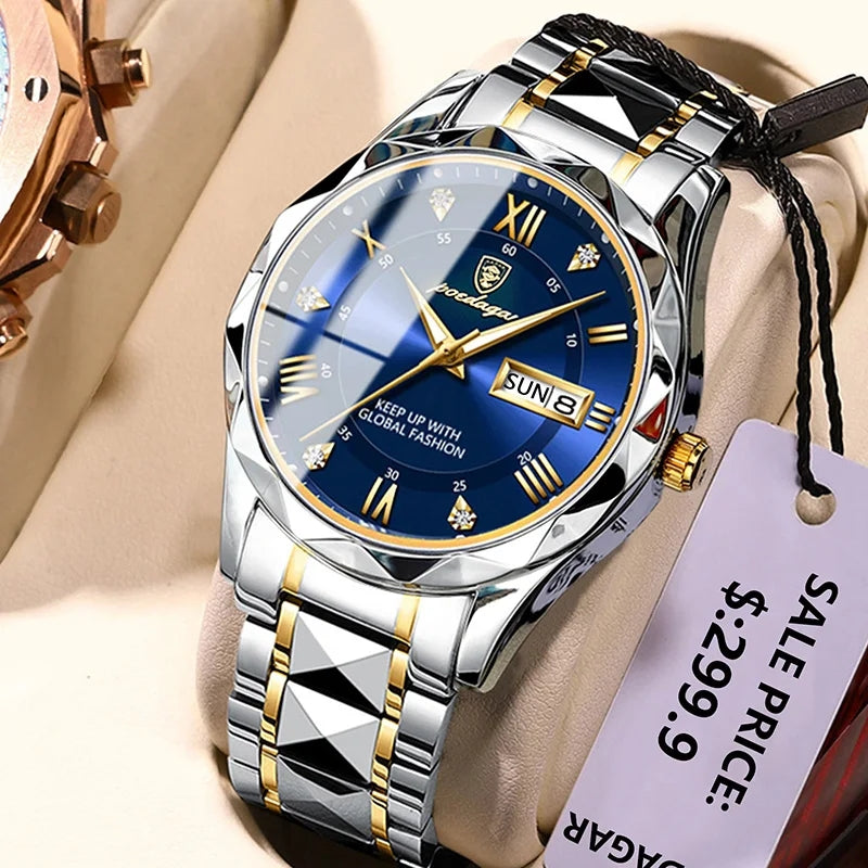 New Fashion Dinar Men's Quartz Waterproof Luxury Stainless Watch