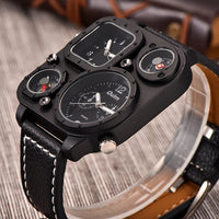 Oulm Dual-Movement Military Compass Canvas Watch