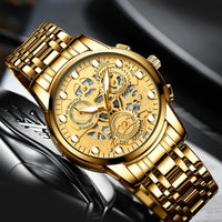 SKELETON DESIGN STAINLESS STEEL LUXURY WATCH