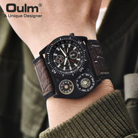 Oulm Luxury Brand Unique Design Leather Strap Watch