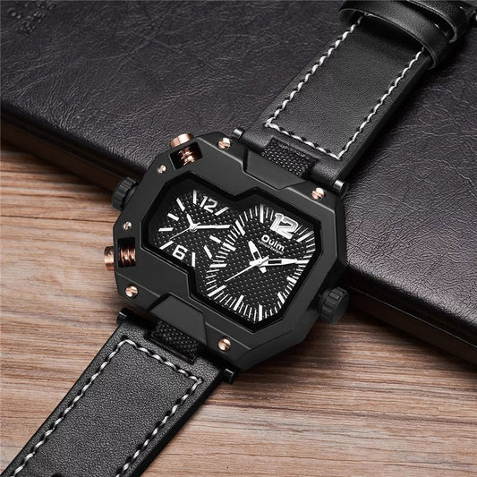 Oulm Luxury Brand Unique Design Leather Strap Watch