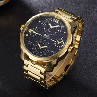 Oulm Luxury Brand Unique Stainless Steel 4 Time Watch