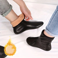 2 Pairs PU Leather Thermal Non-Slip Indoor Soft Floor Socks