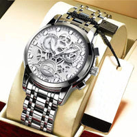 SKELETON DESIGN STAINLESS STEEL LUXURY WATCH