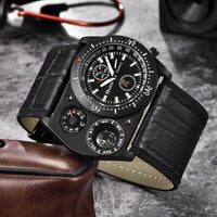 Oulm Luxury Brand Unique Design Leather Strap Watch