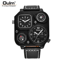 Oulm Dual-Movement Military Compass Canvas Watch