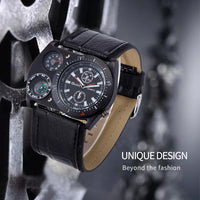 Oulm Luxury Brand Unique Design Leather Strap Watch