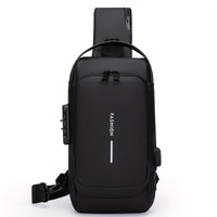 Business Crossbody Bag, Anti-theft Sling Backpack With Password Lock