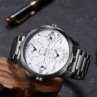 Oulm Luxury Brand Unique Stainless Steel 4 Time Watch