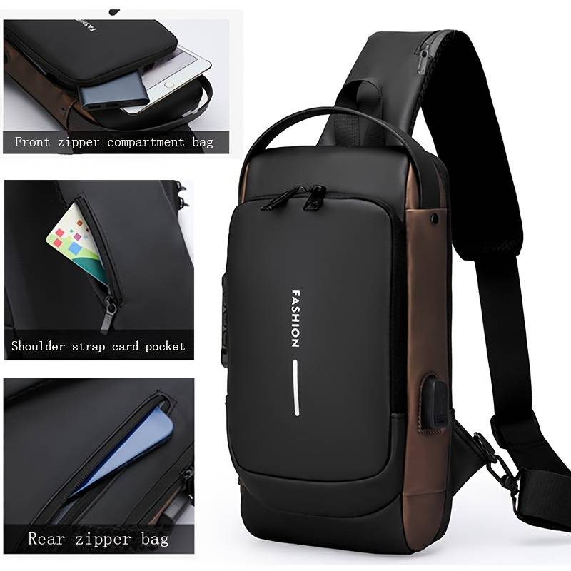 Business Crossbody Bag, Anti-theft Sling Backpack With Password Lock ...