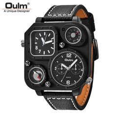 Oulm Dual-Movement Military Compass Canvas Watch