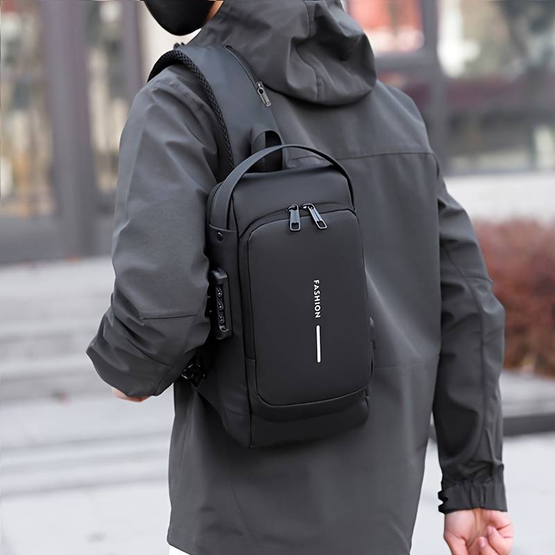 Business Crossbody Bag, Anti-theft Sling Backpack With Password Lock